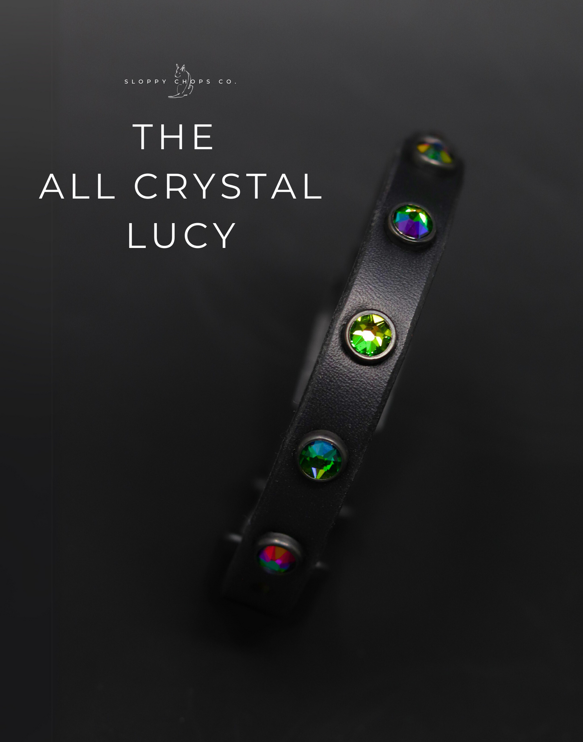 The 'Mini All Crystal Lucy' Leather Collar | Sloppy Chops Co.