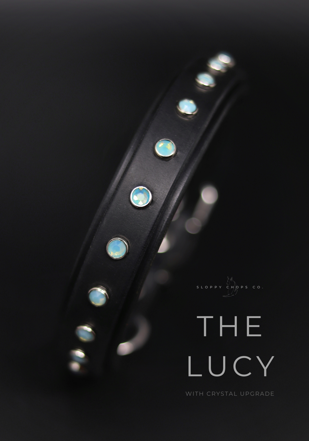 The 'All Crystal Lucy' Leather Collar (1