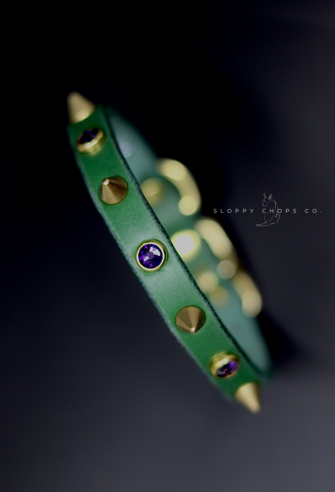 The 'Mini Roses & Thorns' Leather Collar