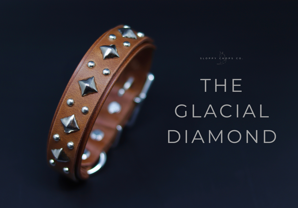 The 'Glacial Diamond' Leather Collar (1" panel)