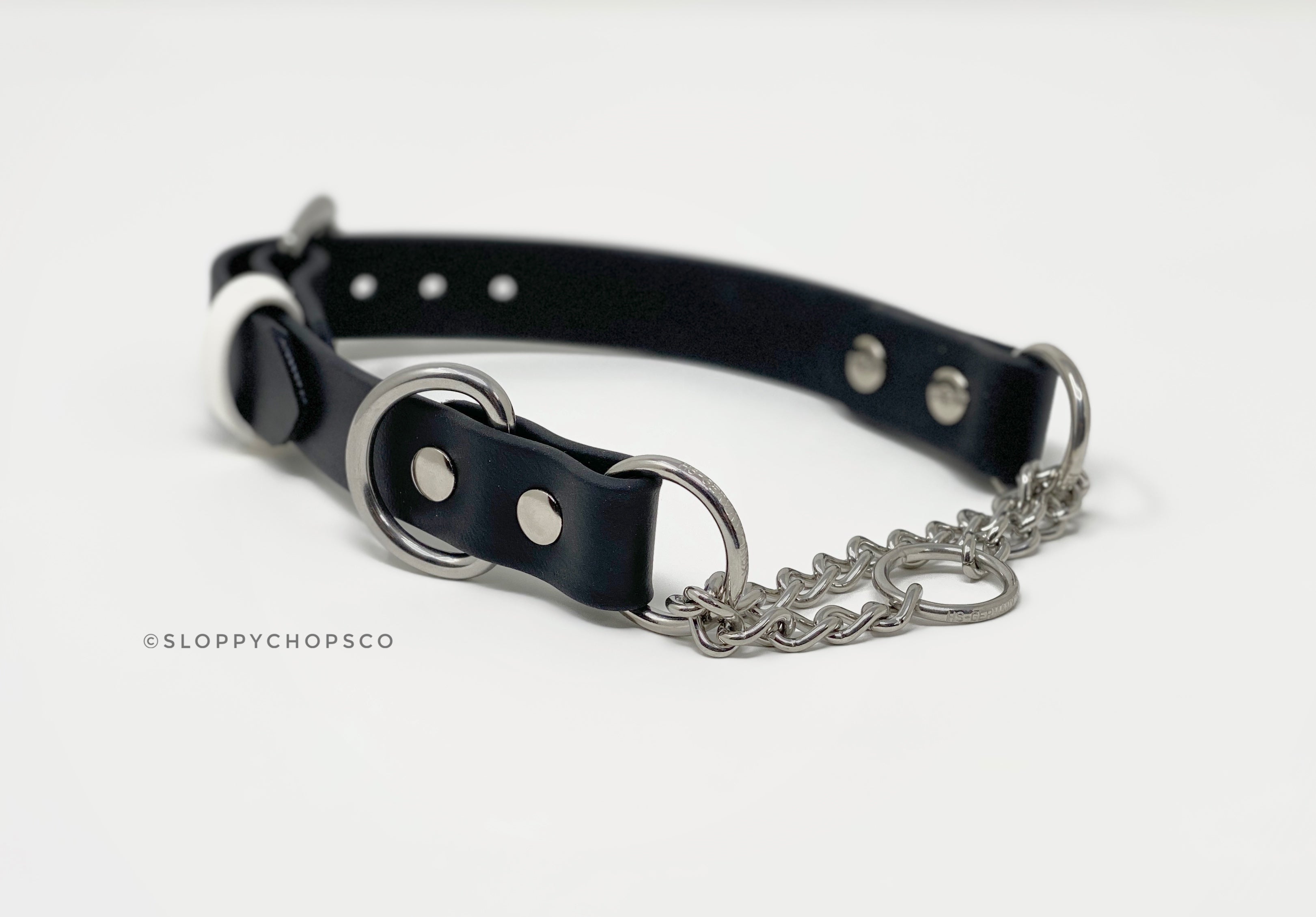 Leather martingale collar with hot sale chain