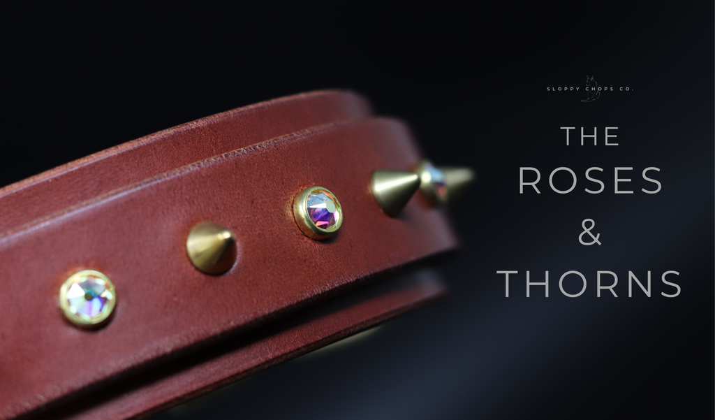 The 'Roses & Thorns' Leather Collar (1" panel)